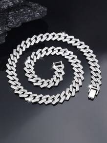 CVNANA 1 szt Europejskie i amerykańskie Hip-hop Styl Błyszczący Diament Inkrustowane Naszyjniki lub Bransoletki Dla kobiet , Złoto/srebro PLATEROWANY Stal Nierdzewna Mężczyźni Kobiety Naszyjnik z łańcuszkiem Moda Biżuteria Różny Rozmiary Dostępny