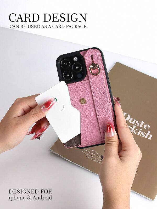 1 قطعة حامل بطاقات بلون الخاكي + غطاء هاتف من الجلد مع حزام معصم وميزة الوقوف، متوافق مع هواتف 11 12 13 14 15 16e 17 Plus Pro Max، Galaxy S20 Ultra/ Galaxy S21 Plus/ Galaxy S21 Ultra/Galaxy S22 Plus/Galaxy S23 S24 S25 Ultra، Xperia 1 V/ Xperia 5 V/ Xperia 10 V مقاوم للماء والصدمات ومقاوم للخدش بتغطية كاملة