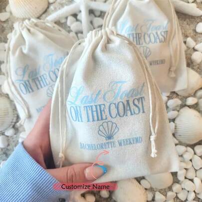 5 Pieces Personalized Custom Last Toast On The Coast Seashell Hangover Recovery Survival Kit Bags Coastal Cowgirl Beach Bachelorette Hen Do Party Bridal Shower Bride To Be Decoration Bridesmaid Thank You Welcome Favors