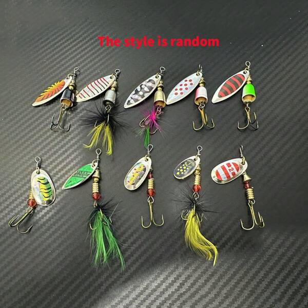 5 pièces/10 pièces Leurre de pêche Spinner Bait, kit de leurres Spinner en métal dur pour bass, truite, saumon avec boîtes à accessoires (la couleur et le style sont aléatoires)