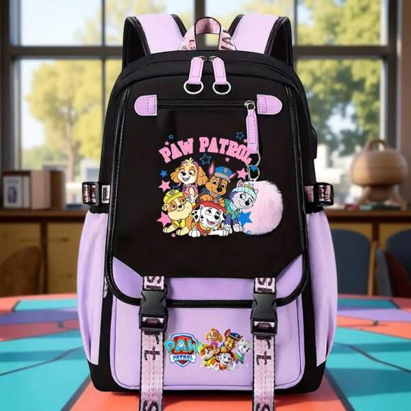 Paw Patrol 1 Stück Rucksack mit Paw Patrol Aufdruck, großer Stauraum Knapsack, minimalistischer Skye Anime Tagesrucksack für Frauen und Teenager, leicht und bequem, Lässig und vielseitig als Reiserucksack