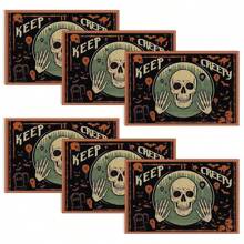 Set de 4/6/12 manteles individuales - Diseño de calabaza de horror, bruja y murciélago - Manteles individuales impresos creativos, resistentes al calor, decoración de mesa de cocina y comedor para Halloween, decoración de habitación, ajuste de mesa para fiestas festivas, aumenta el ambiente festivo