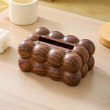 1pc Cotton Candy Design Paper Towel Holder Box, Wooden Texture Tissue Box, Multi-Function Storage Box Suitable For Living Room, With Remote Controller Storage Box, Desktop Tissue Box - Multicolor - View 14