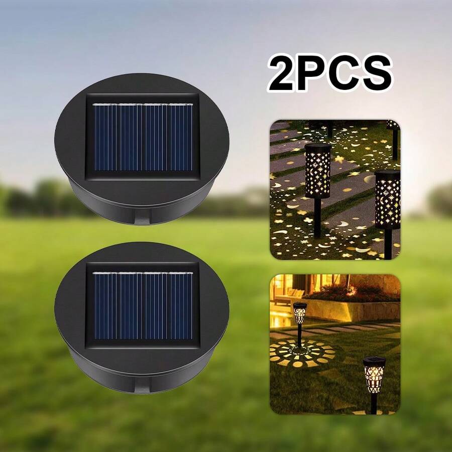 NetHong 2Pcs Solar Lights Replacement Top With LED Bulbs Solar Panel Lantern Lid Tops - Black - View 1
