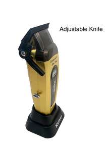 Kemei KM-90-4 Professional Hair Clipper With Charging Base, Salon-Grade, Brushless Motor, High Speed 11500 RPM, DLC Blade, Adjustable Blade, Home Use, Type-C Rechargeable - Gold - View 9