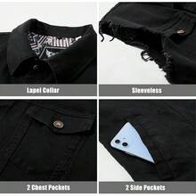 Denim Vest Jacket For Men Fashion Stretchy Trucker Sleeveless Jean Outerwear