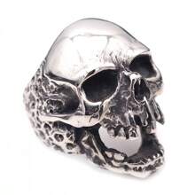 CIREY 1 Stück Retro Herren Ring aus Titan-Stahl, Edelstahl Totenkopf Ring