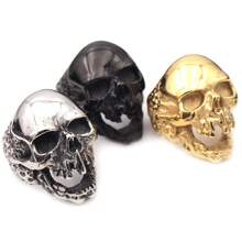 CIREY 1 Stück Retro Herren Ring aus Titan-Stahl, Edelstahl Totenkopf Ring