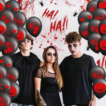 32pcs Halloween Balloons, 12inch Black Latex Balloons, For Black Themed Party Decorations, Fun Halloween Party, Graduation, Wedding, New Year, Gender Reveal, Bachelorette, Birthday Party Decorations, Photo Studio Photo Background Decoration Props