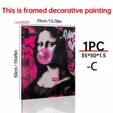 Art Decor Modern Mona Lisa Canvas Print, Fashion Theme Retro Portrait Wall Art, Frameless Ink Artwork, Indoor Hanging Decor Poster For Living Room, Bedroom, Home Office - Basquiat-Inspired Watercolor Design Gifts Birthday Graduation