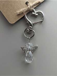 1/5/10/20/30set Silver Angel Wing Pendant Heart-Shaped Keychain Set Holy Communion Gift Key Rings Christening Gifts Keychains Thank You Gifts Teacher Gifts Keychain Car Bag Charm Wedding Favours Party Favors Cute Keychain End Of Year Gifts - Silver 30 - View 3
