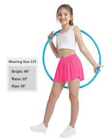 EXARUS 3-Pack Girls Cross Shorts Butterfly Flutter Cheer Flutter Dance Skirt 2 In 1 Skirt Sports Running Kids 6-14 Years Old - 黑白玫 - 查看 6