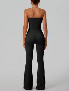 NcmRyu 1 bộ đồ liền thân thể thao nữ thời trang co giãn, không lưng, màu đen, thích hợp cho mùa hè. - màu đen - Xem 6