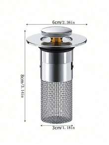 1个弹起式水槽塞，采用不锈钢滤网和镀铬塑料外壳，适用于洗手盆排水、毛发捕捉过滤、浴室防堵塞，本产品非通用型号。购买前请确认产品尺寸是否合适，适用于出水口直径3.4-4.0厘米。 - 銀色 - 查看 4