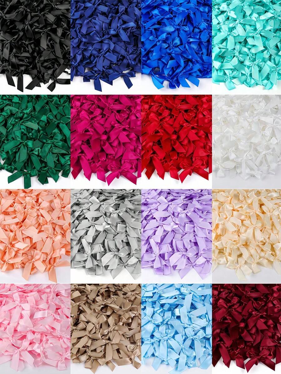 50pcs/Pack Silk Satin Ribbon Bows, Used For Gift Packing Decoration, DIY Hair Clips & Headbands, Gift Baskets, Birthday Packages, Holiday Decorations, Office Decor, Wedding Decor, Bridal Shower Decor, Cake Decorations, Party Supplies, Clothing, Shoes, Bags, Lingerie Accessories, Garment Trims