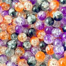 50pcs 8mm Halloween Festival Double Color Crack Beads Black Orange Purple Straight Hole Beads DIY Bracelet, Necklace, Ring, And Phone Rope Spacer Beads Accessories Beads