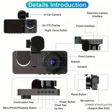 Dash Camera For Cars, 4K Full UHD Car Camera Front Rear With Free 32GB SD Card, Dashcams For Cars With Night Vision, 24 Hours Parking Mode, WDR, G-Sensor, Motion Detection - Black - View 3