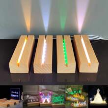 1pc Modern USB Powered Wooden LED Night Light, DIY Decor Light, Romantic Wooden LED Light, Wooden Light Base, Small Nightlight, USB Lamp, Bedside Lamp, Ornament Light, Novelty Light, Art Decor Light, Crystal/Glass Decor Light (Only Selling Illuminating Base). Suitable For Glass Art And Resin Decor, Birthdays, Parties, Holiday Decoration. With Switch, 5V, 1A