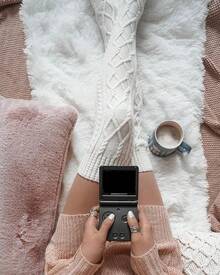Thigh High Socks For Women Cable Knit Over The Knee Boot Socks, Long Warm Leg Warmers Winter - Gray - View 4