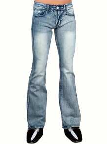 YANGCANREN 男士时尚修身喇叭弹力牛仔裤