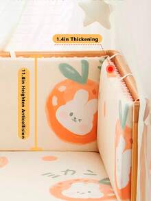 1件装 INS 无缝婴儿床护栏，新生儿安全围栏柔软毛绒垫防撞防摔婴儿床安全护栏 - 彩色 - 查看 6