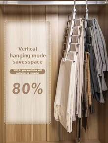 Foldable Multi-Layer Pants Scarf Tie Storage Rack Multi Functional Folding Wardrobe Pants Storage Tool For Home Use, No Trace Anti Slip Storage Rack - Multicolor - View 5