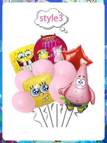 SpongeBob SquarePants 海绵宝宝和铝箔气球和彩色卡通乳胶气球海绵宝宝和派大星形状人物铝箔气球 - 彩色 - 查看 19