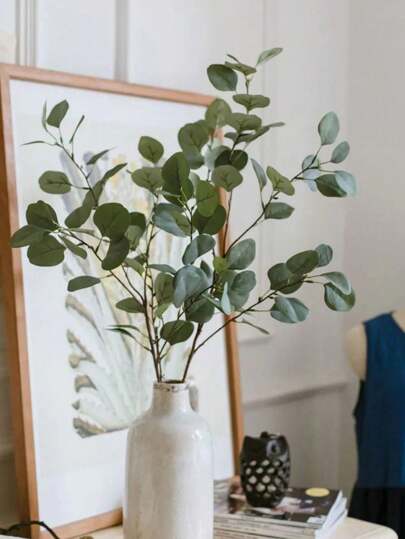 1 PC Artificial Plants Eucalyptus Stems Eucalyptus Leaf Spray Green Greenery Stems Silk Plastic Plants Floral For Home Party Wedding Decoration Fall Decor