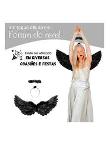 2PCS Halloween Valentine's Day Wedding Bridesmaid Costume Girl Angel Wings Cartoon Mask Sexy Performance Role Playing Party Christmas Gift (23.6 X 15.7 Inches) - Multicolor - View 4