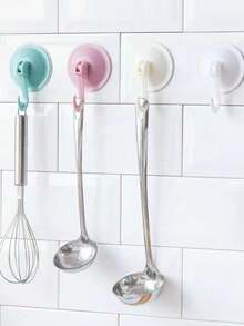 1pc Super Strong Suction Cup Hook, No Drill Bathroom Kitchen Seamless Wall Adhesive Hook, Reusable Wall Mounted Hook, Vacuum Seamless Suction Cup Hook, Kitchen Strong Suction Cup Hook, Bathroom Strong Vacuum Suction Cup Hook, Kitchen/Door/Wall/Glass Wall No Drill Heavy Duty Suction Cup Hook - Multicolor - View 9