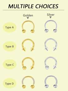 3 Pieces Of Gold Stainless Steel Earrings, Nasal Septum Ring, Gold Spiral Cartilage Puncture Gift Jewelry, Women's Body Horseshoe Ring, Inner Diameter 10mm, Suitable For Nostrils, Ear Cartilage, Earlobes, Circular False Earring Earrings, Nose Ring, Nasal Septum Ring