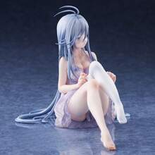 Affascinante statua di ragazza anime in PVC blu - perfetta per decorare la scrivania e come collezione. Idea regalo ideale per le feste.