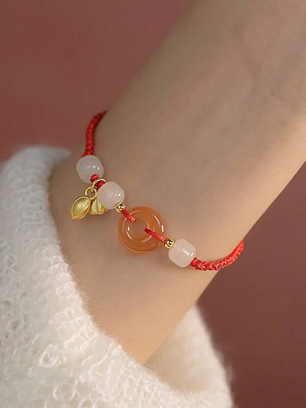 BMOR Brazalete de cuentas hecho a mano de moda delicado para mujeres y niñas, brazalete elástico de cuerda exquisito, regalo de anillo de cuentas creativo