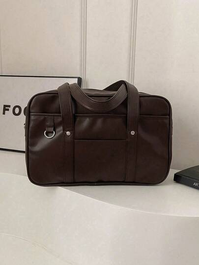 Minimalist Fashion OL Tote Bag, Women's PU Leather Handbag, Solid Color Large Capacity Shoulder Bag, Suitable For Work