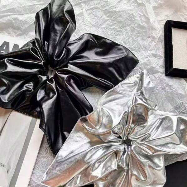 1pc Large High-End Silver Square Scarf Scrunchie