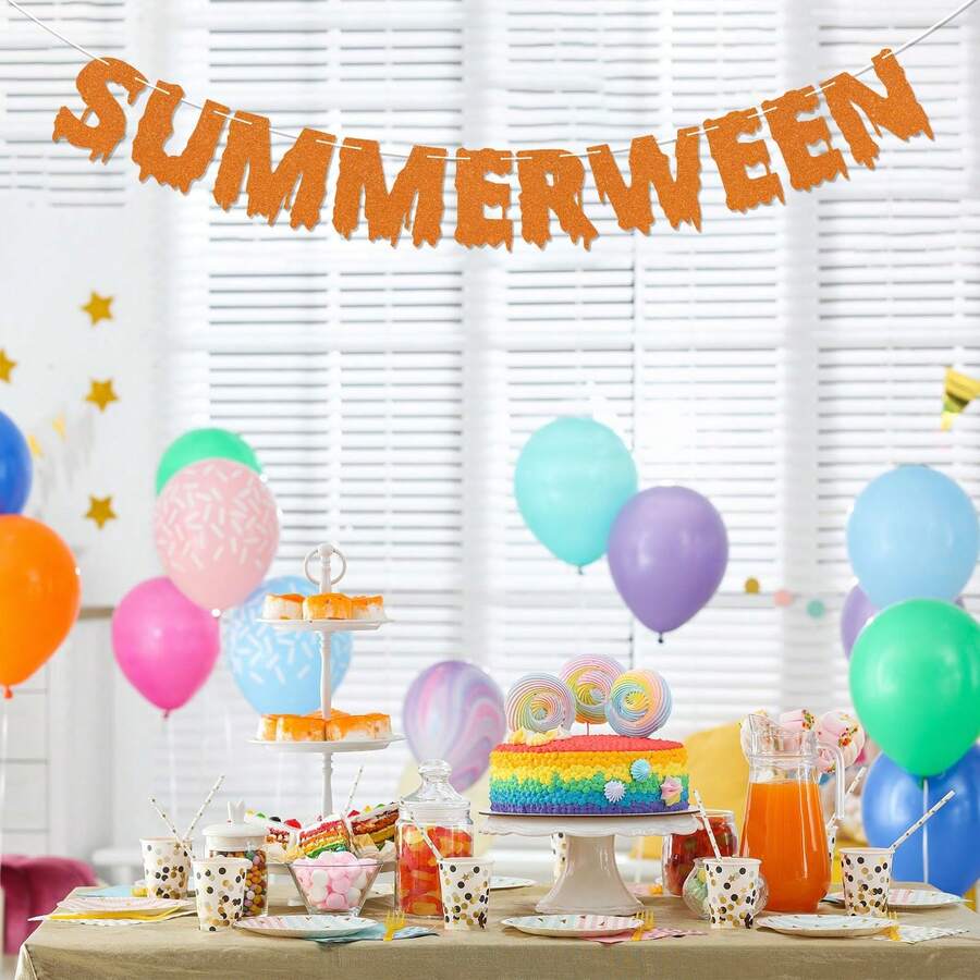 Summerween Banner, Summer Halloween Party Decorations, Halloween In Summer Decor - Multicolor - View 1