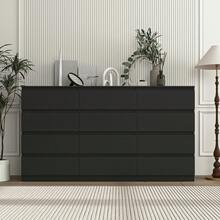 12 Drawer Dresser For Bedroom, Wide Chest Of Drawers, Long Storage Cabinet, For Living Room, Bedroom, TV Room, Entryway Furniture - 黑色 - 查看 7