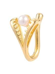 1 Pezzo Anello Finto Per Naso Incantato In Rame Con Decorazioni A Forma Di Diamante Geometrico E Nappa A Perla Finta E Zirconi Cubici Per Donne-fregio Di Lusso Per Appuntamenti