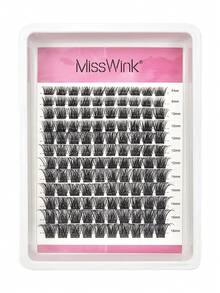Miss Wink Volume Lash Extension Mixed Set, 12 Trays Of 8-16mm Mixed Length 0.07mm D Curl 120pcs Waterproof Mink Lashes, Dense & Curly, Suitable For Daily Makeup Or Occasion Wear Lash Clusters, Eyelash Clusters, Individual Eyelashes, Lashes, Fake Lashes - Black - View 4
