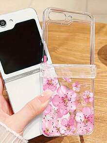 Funda de protección compatible con Samsung Galaxy Z Flip6 Z Flip5 5G Z Flip 4 Z Flip3 5G, con patrón de flores rosas, anti-caídas, anti-golpes, transparente, de PC duro, plegable, resistente al agua y a los arañazos - flores - Ver 4