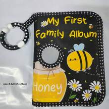 1件新款蜜蜂和章鱼卡通婴儿布相册，宝宝成长记忆相册，婴儿照片收纳相册 - 黑色 - 查看 3