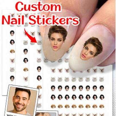 Adesivo de Unha Personalizado com Foto, Decalques de Unha Personalizados, Decalques Impermeáveis de Foto Personalizada para Unhas, Tatuagem de Unha, Arte de Unha da Moda, Decalques de Unha Personalizados, Adesivo de Rosto Personalizado, Presente de Natal Personalizado, Folha de Prática de Adesivo de Unha, Folha de Arte de Unha DIY, Ideia de Presente para Natal, Aniversário, Presente Único para Família, Amigos, Presente para Ela, Suprimentos de Unha para Festa de Volta às Aulas e Casamento, Amor Eterno