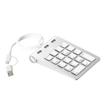 18-Key Portable Finance Accounting Pad With 3-Port USB Hub & Dual Interface (USB-C/USB-A) For Laptop/PC/Surface Pro