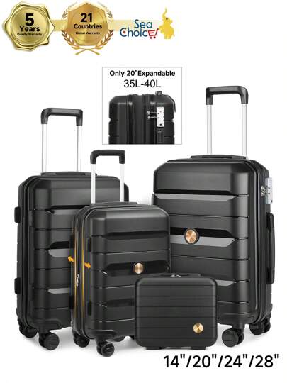 Maleta rígida Sea Choice con ruedas, expandible, para cabina, equipaje de mano, 100 % PP, ligera, con ruedas giratorias dobles de 360° y cerradura TSA.