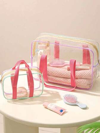 1pc Transparent Jelly Tote Bag, Women Large Capacity PVC Clear Beach Bag, Hand Bag, Makeup Organizer Bag, Toiletry Pouch, Waterproof Bathroom Swimming Storage Bag, Bags, Makeup Bag, Vanity, Travel, Make Up Bag, Storage, Makeup Organizer, Makeup Bags, Toiletry Bag, Desk Organiser, Cosmetic Bag, Makeup Pouch, Make Up Organizer, Vanity Accessories, Make Up Pouch, Make Up Bags Toiletry Bag For Ladies, Small Makeup Bag, Toiletry Bag For Ladies, Small Makeup Bag, Toiletry Bag For Women,Gifts For Women,Christmas Gifts,Gift Ideas For Women