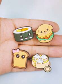 Set de 10 piezas con decoraciones de tema de comida, como sushi y hamburguesas, para sandalias, accesorios móviles, zapatos deportivos personalizados, decoraciones de teléfono, adecuado para amantes de la comida como regalo de cumpleaños y festividades