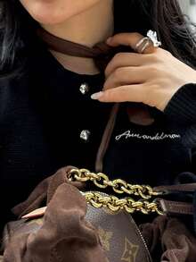 Casual Fashion Versatile Celebrity Letter Embroidery Single-Breasted Design Fitted Long Sleeve Cardigan Sweater Jacket, New Autumn Collection,Back To School Clothes,Fall Women Clothes, - Black - View 8