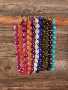 1 chiếc vòng cổ thắt nút bằng nhựa hình đám mây hình học Bohemian dành cho nữ, phong cách thời trang Châu Âu và Châu Mỹ, thích hợp cho lễ hội và đeo hàng ngày - Vòng cổ hạt mây thủ công - Xem 7