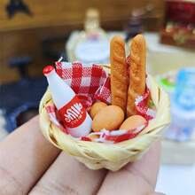 Miniature Milk, Bread, Egg, Basket Model Decor, BJD Micro Scene Realistic Accessories, Micro House Scene DIY, Collectible Gift For Hobbyists And Enthusiasts