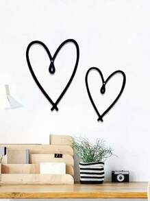 2pcs Metal Heart Wall Decor, Simple Line Wall Art, Bedroom Living Room Gallery Wall Decor, Heart Gift, Heart Wall Sign, Heart Sign Sculpture, Suitable For Wedding, Valentine's Day, Bedroom And Living Room, Outdoor Decoration, Great For Room Decoration